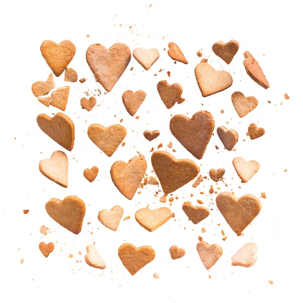 卡片与飞行的脆饼干在心脏的形状 — 图库照片