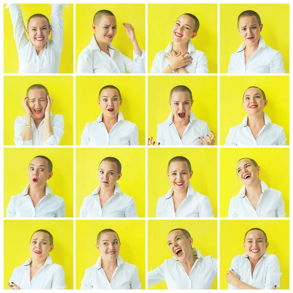 Expresión humana, emociones faciales. Set con retratos — Foto de Stock