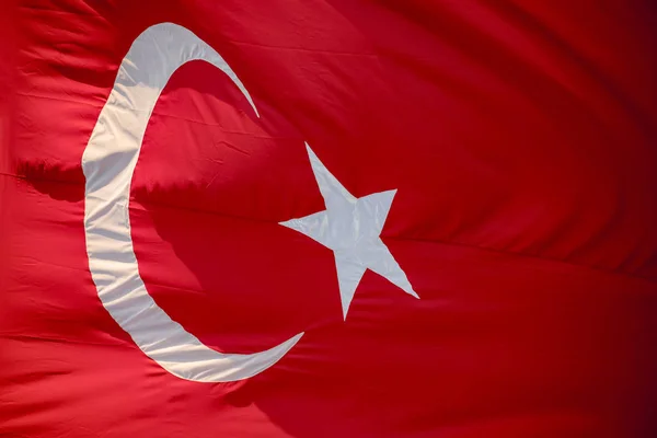 Red Turkish Flag Fluttering Wind — Stock Photo, Image