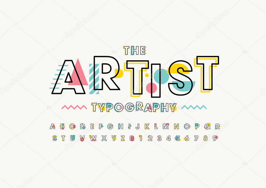 vector illustration design of colored Artist typography on light background