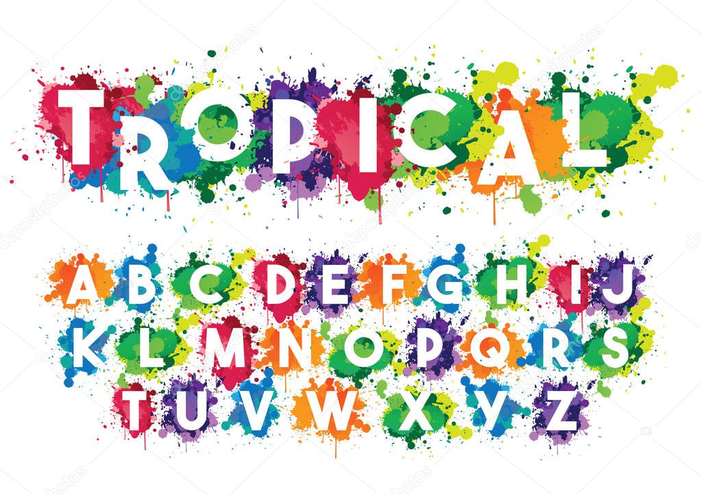 tropical abstract alphabet vector illustration 