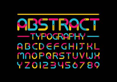 stilize soyut yazı tipi ve alfabe, vektör çizim 