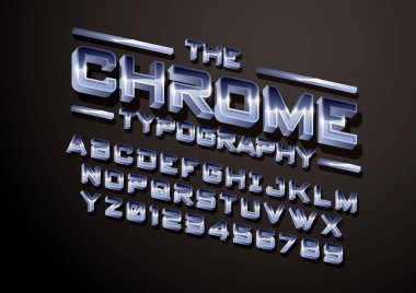 stilize yazı tipi ve arka plan siyah vektör çizim alfabesine krom 