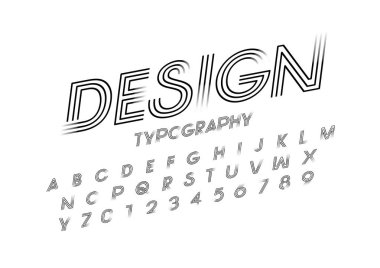 alfabe ve sayı üzerine beyaz arka plan, vektör çizim ile stilize yazı tipi 