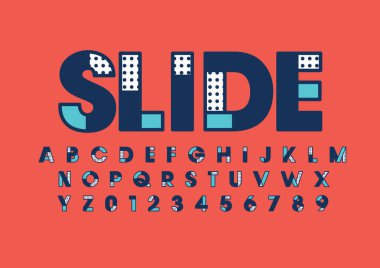 rakam ve alfabe ile stilize yazı tipi kırmızı zemin üzerine, vektör çizim slayt 