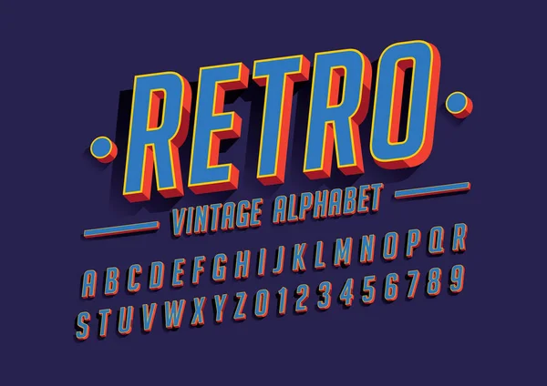 Stilisierte Retro Schrift Und Alphabet Auf Dunklem Hintergrund Vektorillustration — Stockvektor