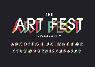 stilize yazı tipi ve alfabe kelime Sanat Festivali, vektör çizim ile  