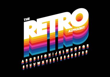 stilize yazı tipi ve alfabe ile kelime retro, vektör çizim  
