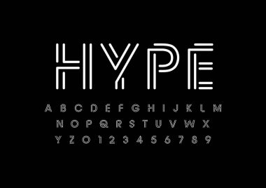 stylized font and alphabet with word hype, vector illustration   clipart