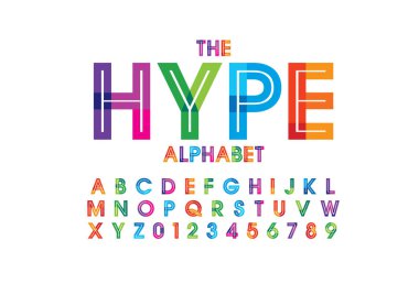 stylized font and alphabet with word hype, vector illustration   clipart