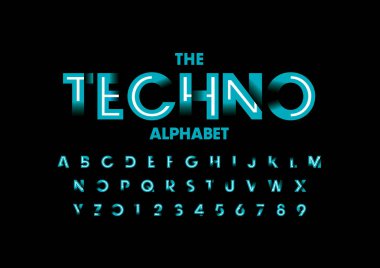 stilize yazı tipi ve alfabe kelime techno, vektör çizim ile  