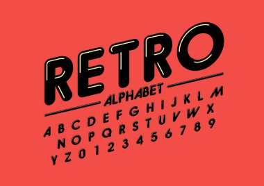 stilize yazı tipi ve alfabe ile kelime retro, vektör çizim  