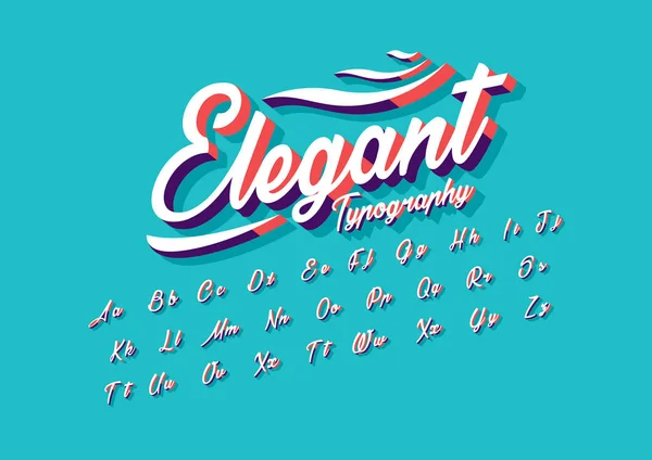 Police Stylisée Alphabet Avec Mot Élégant Illustration Vectorielle — Image vectorielle