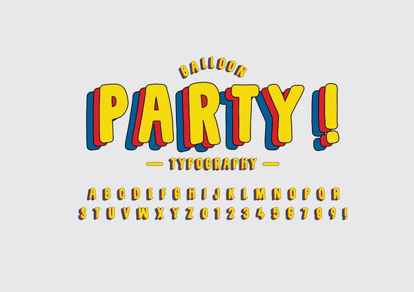 Stilisierte Schrift Und Alphabet Mit Wortparty Vektorillustration — Stockvektor