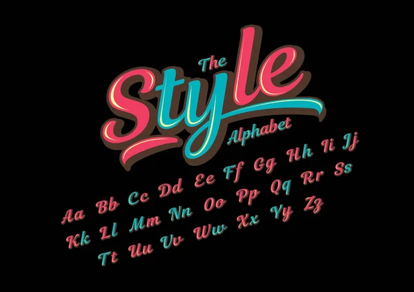 Police Stylisée Alphabet Avec Style Mot Illustration Vectorielle — Image vectorielle