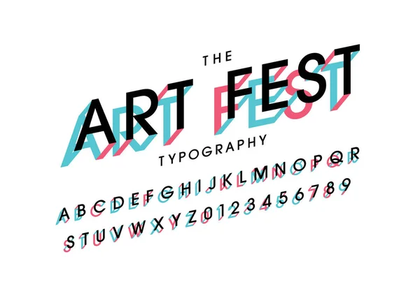 Gestileerde Lettertype Alfabet Met Woorden Kunst Fest Vectorillustratie — Stockvector