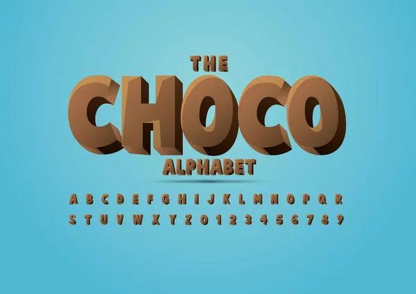 程式化字体和字母与字巧克力 矢量插图 — 图库矢量图片