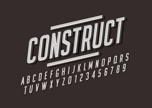 Police Stylisée Alphabet Avec Construction Mots Illustration Vectorielle — Image vectorielle