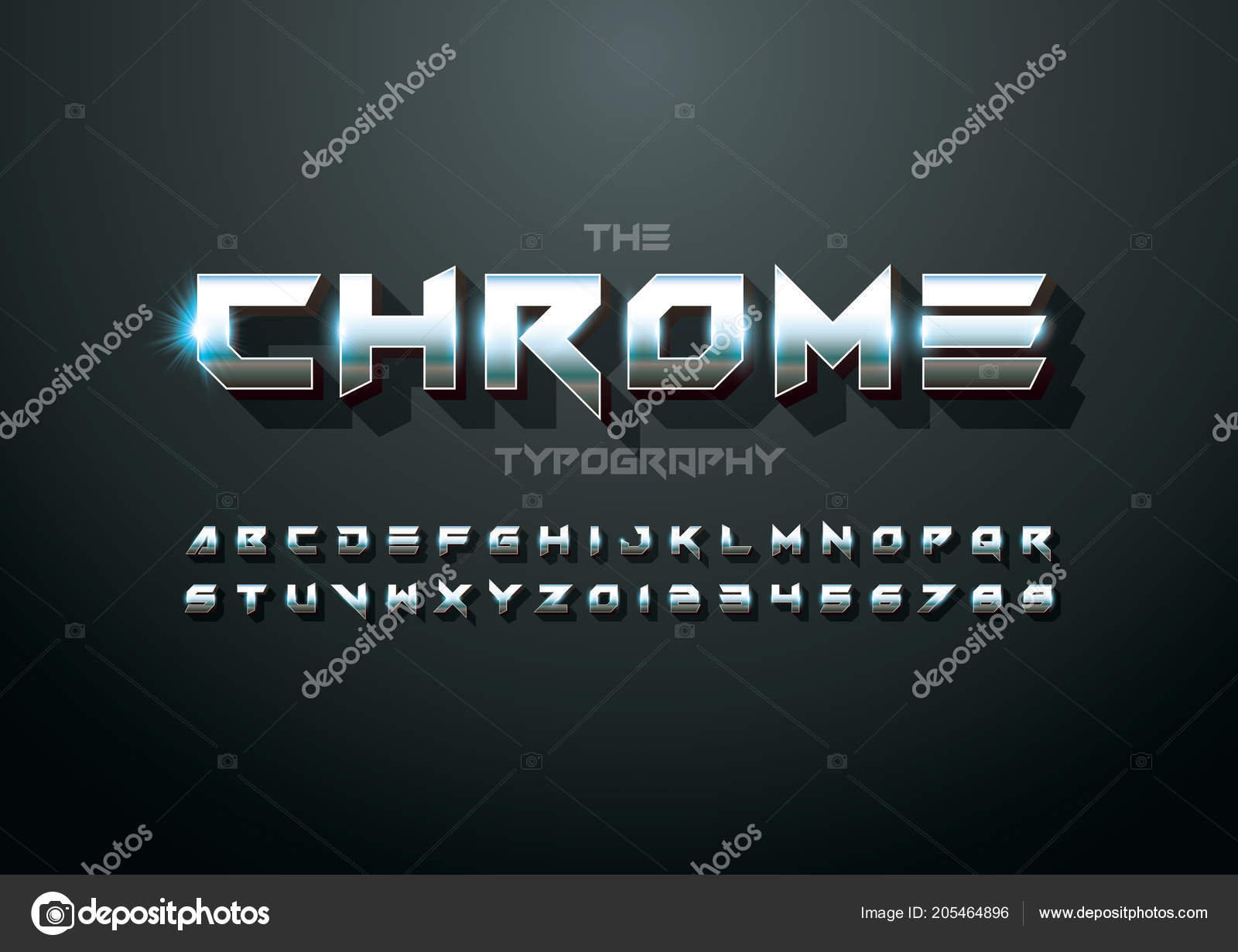 Stylized Font Alphabet Word Chrome Vector Illustration Vector Image By C Passionartist Vector Stock