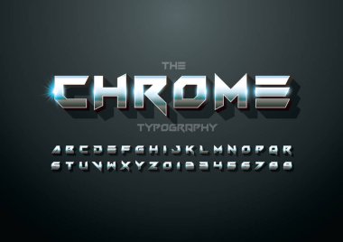 yazı tipi ve alfabe ile kelime krom, vektör çizim stilize  