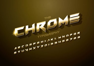 yazı tipi ve alfabe ile kelime krom, vektör çizim stilize  