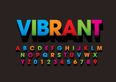 Parlak siyah arka plan üzerinde basit moda stil stilize alfabesinde. Harf ve rakam.