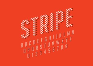 Basit moda stil çizgili alfabesinde. Harf ve rakam.