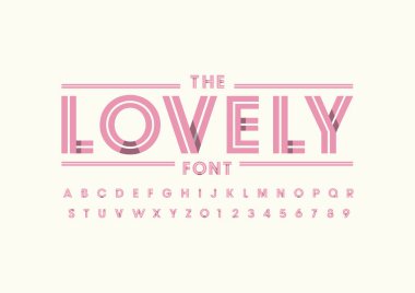 Güzel basit moda stil stilize alfabesinde. Harf ve rakam.