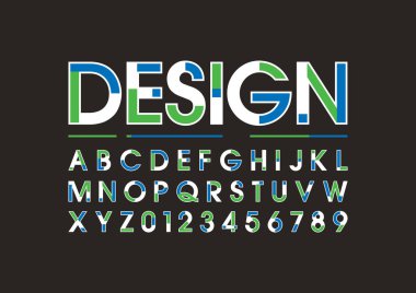 Siyah arka plan üzerinde renkli alfabe. Harf ve rakam.