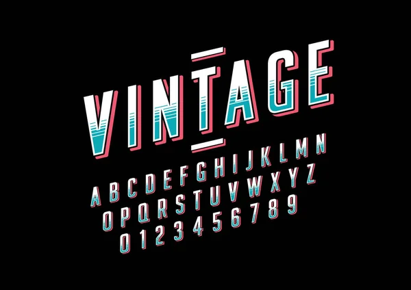 Alfabet Creatieve Vintage Stijl Letters Cijfers — Stockvector