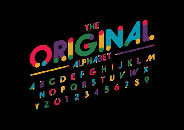 Originalalphabet Mit Regenbogenbuchstaben Minimalistischen Stil Buchstaben Und Zahlen — Stockvektor