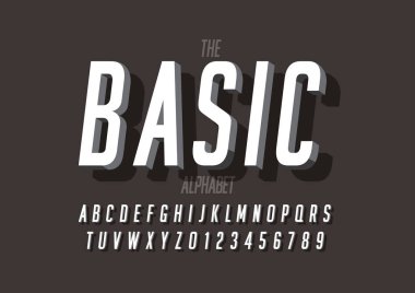 Temel yazı tipi ve alfabesi şablonu. Renkli vektör çizim stilize modern yazı tipi 