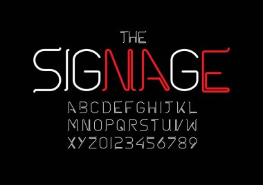 Tabela yazı tipi ve alfabesi şablonu. Renkli vektör çizim stilize modern yazı tipi 