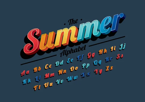 Zomer Lettertype Alfabetuitzonderingen Van Sjabloon Kleurrijke Vectorillustratie Van Gestileerde Moderne — Stockvector