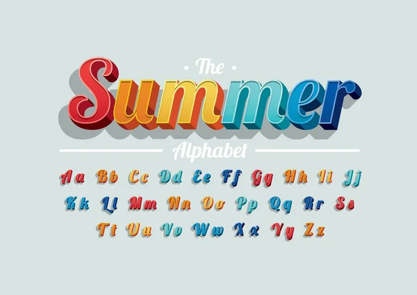 Καλοκαίρι Πρότυπο Γραμματοσειρά Και Αλφάβητο Πολύχρωμο Διάνυσμα Εικονογράφηση Στυλιζαρισμένη Γραμματοσειρά — Διανυσματικό Αρχείο
