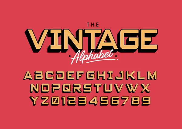 Винтажный Шрифт Шаблон Алфавита Красочная Векторная Иллюстрация Стилизованного Современного Шрифта — стоковый вектор
