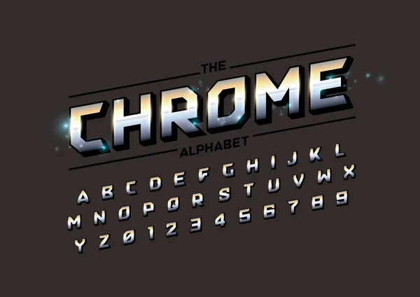 Chrome Font Alphabet Template Colorful Vector Illustration Stylized Modern Font — Stock Vector