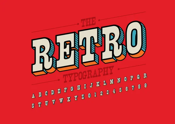 Ретро Шрифт Шаблон Алфавита Красочная Векторная Иллюстрация Стилизованного Современного Шрифта — стоковый вектор