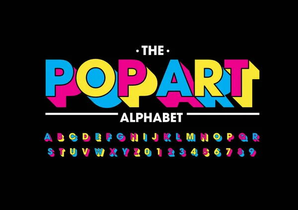 pop sanat yazı tipi ve alfabesi şablonu. Renkli vektör çizim stilize modern yazı tipi 