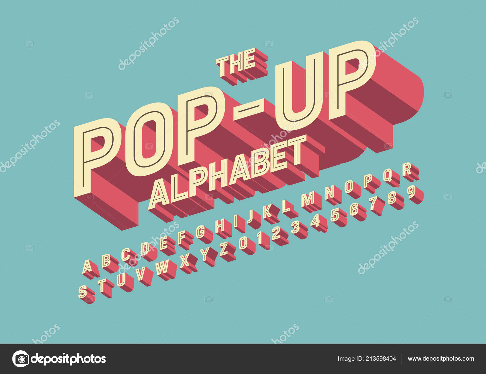 Pop Design Font Alphabet Template Colorful Vector Illustration Stylized Modern Stock Vector