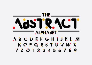  Soyut Tasarım yazı tipi ve alfabesi şablonu. Renkli vektör çizim stilize modern yazı tipi