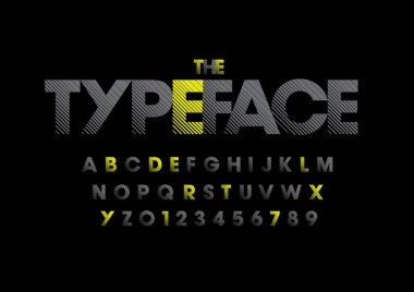  yazı tipi tasarım yazı tipi ve alfabesi şablonu. Renkli vektör çizim stilize modern yazı tipi