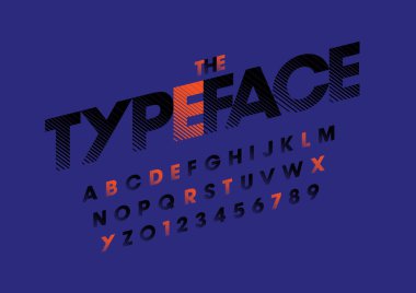  yazı tipi tasarım yazı tipi ve alfabesi şablonu. Renkli vektör çizim stilize modern yazı tipi