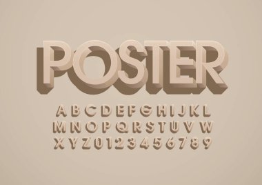  Poster tasarım yazı tipi ve alfabesi şablonu. Renkli vektör çizim stilize modern yazı tipi