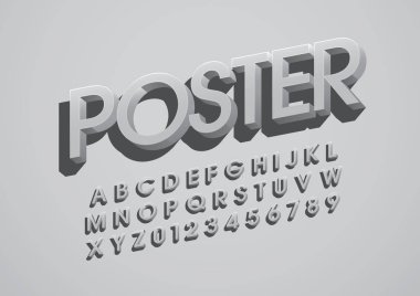  Poster tasarım yazı tipi ve alfabesi şablonu. Renkli vektör çizim stilize modern yazı tipi