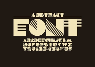  Tasarım yazı tipi ve alfabesi şablonu. Renkli vektör çizim stilize modern yazı tipi 