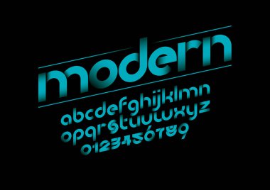 Modern yazı tipi ve alfabesi şablonu. Renkli vektör çizim 