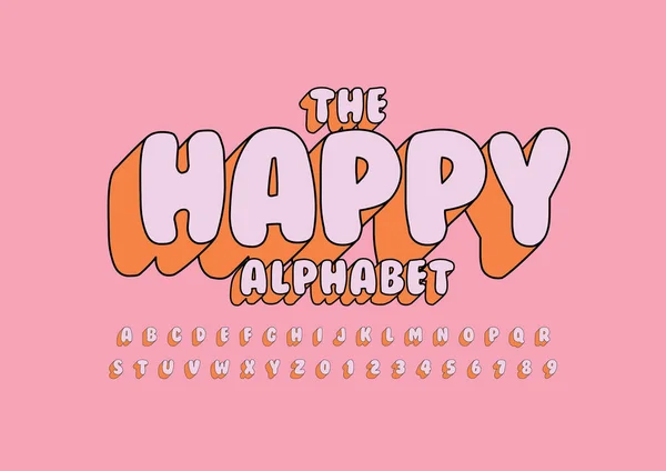 Happy Design Font Alphabet Template Colorful Vector Illustration Stylized Modern — Stock Vector