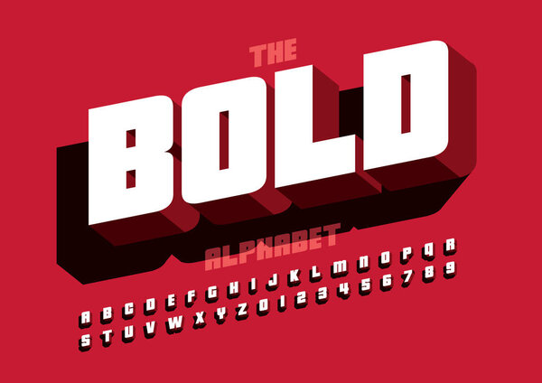 bold design font and alphabet template. Colorful vector illustration of stylized modern font