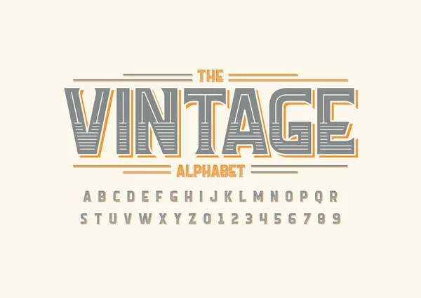 Γραμματοσειρά Και Αλφάβητο Πρότυπο Vintage Σχεδίασης Πολύχρωμο Διάνυσμα Εικονογράφηση Στυλιζαρισμένη — Διανυσματικό Αρχείο